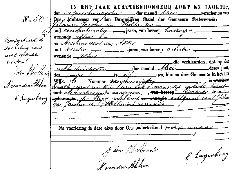 18880529 geb akte 50 NN zv JJ d Hollander - G vd Ploeg